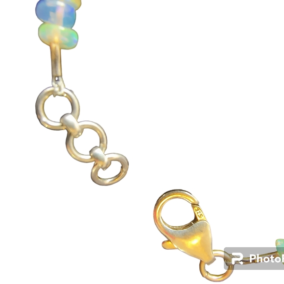 Natural Ethiopian Opal & Sterling Silver gold plated Bracelet - Picture 5 of 10